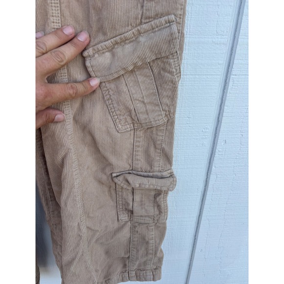 BDG Urban Outfitters Y2K Cargo Corduroy Pants Tan Beige Relaxed Fit Women's L - Picture 4 of 5